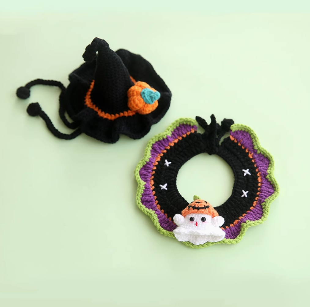 Pet Bibs Halloween Dog Clothes Spooky Dress Up Collar Pumpkin Cat Hat Witch Hat Jewelry Collar