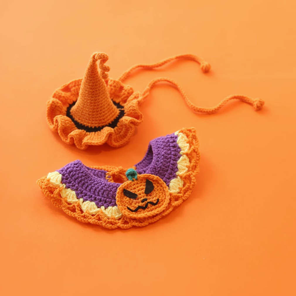 Pet Bibs Halloween Dog Clothes Spooky Dress Up Collar Pumpkin Cat Hat Witch Hat Jewelry Collar