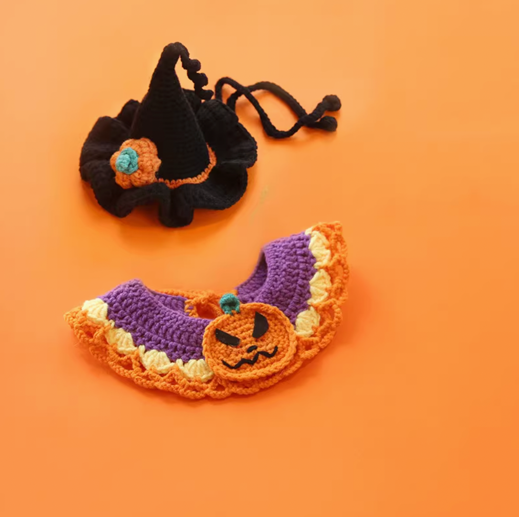 Pet Bibs Halloween Dog Clothes Spooky Dress Up Collar Pumpkin Cat Hat Witch Hat Jewelry Collar