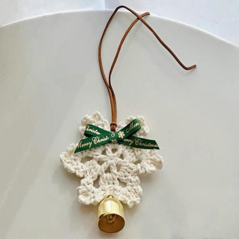 Christmas White Snowflake Car Hook Crochet