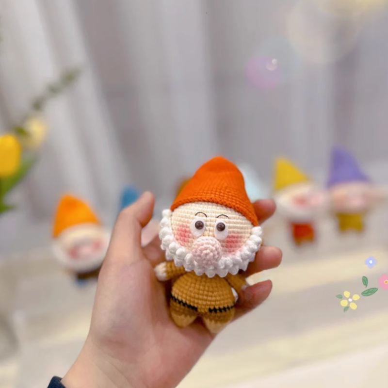 Handmade Diy Seven Dwarfs Pendant Knitting Materials Package Hook Wool Crochet Keychain