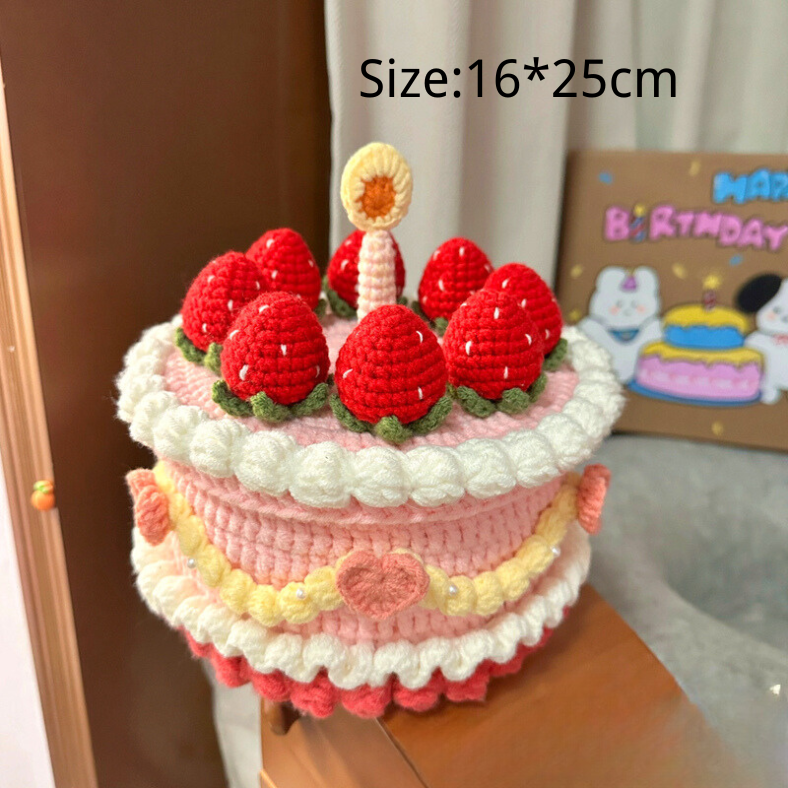 Knitted Strawberry Cake Organizer Wool Crochet Kit